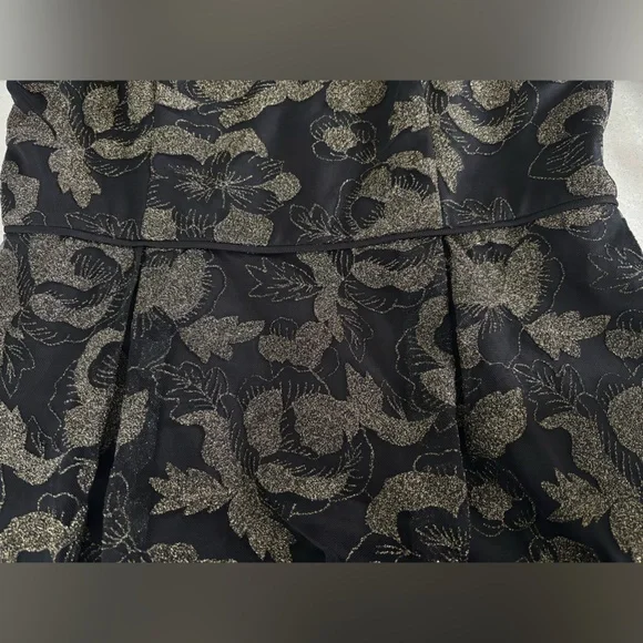 Adrianna Papell Black and Gold Lace Mesh Dress Long Sleeves Gown Size 12 - Picture 11 of 16